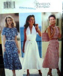 4044  BUTTERICK VERY EZ LONG FLARE HALTER / SLEEVELESS / SS DRESS PATTERN 12-16, 18-22